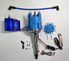 Jm7712bl-2041bl-cw Block Performance Parts Amc/jeep 290 304 343 360 390 401 Blue Small Cap Hei Distributor Chrome Coil