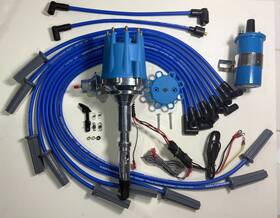 Jm7712bl-814b-bl45k-cw Block Performance Parts Amc/jeep 304 360 390 401 Small Cap Hei Distributor 8.5mm Usa Wires Blue Coil
