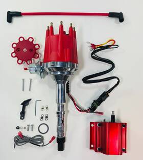 Jm7712r-2041r-cw Block Performance Parts For Amc/jeep 401 390 360 343 304 290 Small Cap Hei Distributor Red 50k Coil