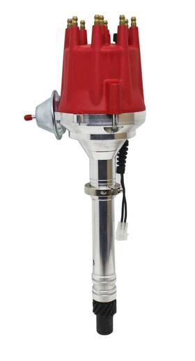 Hz-d7021-red Cobra-tek For Chevy Gm Sb Bb Pro Billet Aluminum Distributor With Vacuum Advance Red Cap