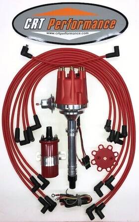 Crtc3k-r45 Crt Small Cap Chevy C3 Corvette Hei Distributor Red 45k Coil 8mm Plug Wires