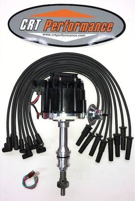 F351cblue-w Crt Big Block Ford Hei Distributor 351c 351m 400 429 460 Black 8mm Usa Plug Wires