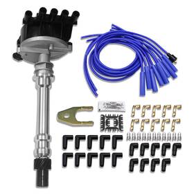 R27169 Demotor Performance Ignition Distributor With Black Cap For Chevrolet Gmc And 8.5mm Blue Spark Plug Wire