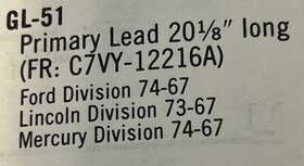 Gl-51 Gp - Guaranteed Parts Gl51 Distributor Lead