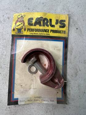 164003 Hot Rod Parts Supply Earls Red Distributor Hold Down Clamp Chevy Small Block