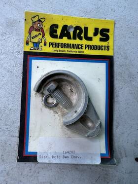 164203 Hot Rod Parts Supply Earls Silver Distributor Hold Down Clamp Chevy V8 Small Block