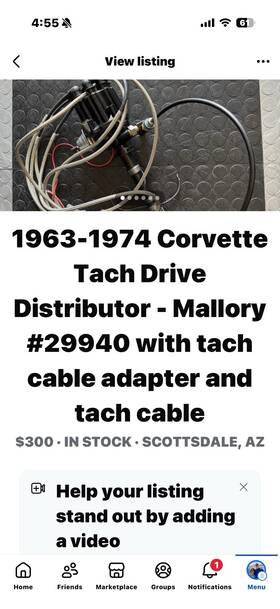 29940 Mallory 1963-74 Corvette Tach Drive Distributor - #29940 With Cable Adapter