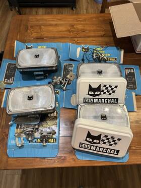 Iode-959 Marchal S.e.v. 959 Iode Fog Lamp Lot 4 Lamps 2 Covers Brackets Free Shipping
