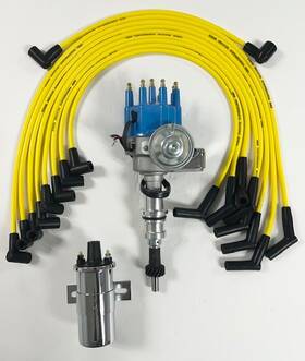 Pi289blk Performance Ignition Small Block Ford 289 302 Blue Cap Hei Distributor Coil Hp Plug Wires