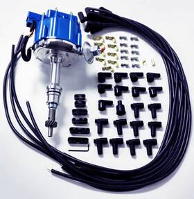Hr0272 Pirate Mfg Small Block 221 260 289 302 Blue Hei 65k Distributor With Plug Wires Fits Ford 5.0l