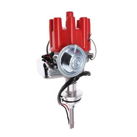 Jm6713fr Top Street Performance Rtr Ready To Run Distributor With Female Cap For Chrysler Sb 318 360 V8 - Red