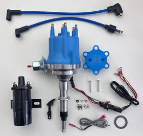 Jm7711bl-bk45k-cw Top Street Performance Inline 6 232 258 Blue Small Cap Hei Distributor For Jeep Cj5 Cj7 Black Coil