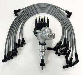 6702bk-gw Tsp Sb Ford 289 302 V8 Small Cap Hei Distributor Black 8mm Hp Plug Wires Gray
