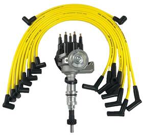 6702bk-yw Tsp Sb Ford 289 302 V8 Small Cap Hei Distributor Black 8mm Yellow Plug Wires