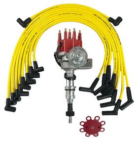 6702bl-yw Tsp Sb Ford 289 302 V8 Small Cap Hei Distributor Red 8mm Yellow Plug Wires