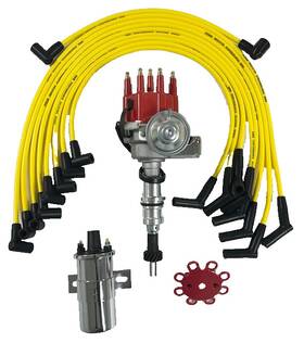 6702r-45ch-yw Tsp Sb Ford 289 302 V8 Small Cap Hei Distributor Red Yellow 8mm Wires 45k Coil