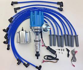 Jm7708bl-f-806b-60k-cwe Tsp Ford Fe 390 427 428 Blue Small Female Cap Distributor 8.5mm Wires 60k Coil