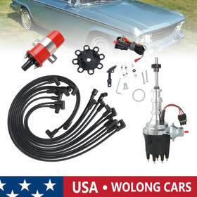 Jm7742bk-647k-bk45k-cw Wolongcars Black Hei Distributor With 45k Coil Plug Wires For Ford Y Block 272 292 312