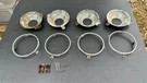 Oem Mopar 68-70 B/c-body Set Of 4 Headlight Buckets Beauty Retaining Rings 3-TAB. Fixed Price $140.00.