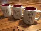 Rae Dunn (3) Deck The Halls Joy Noel Red Inside By Magenta Coffee Mug 189. Fixed Price $30.99.