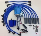 Ford 390 427 428 Blue Small Female Cap Distributor + 50K Coil 8.5MM Wires. Fixed Price $245.95.