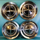 Dodge Dart, Polara 500, 440, 880, 1962 1963 14 Ratrod Hub Caps Cross Bar (4). Fixed Price $130.00.