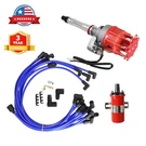 Distributor Coil+plug Wires Under Exhaust For Chevy 327 350 Red Female Small. Fixed Price $136.55.